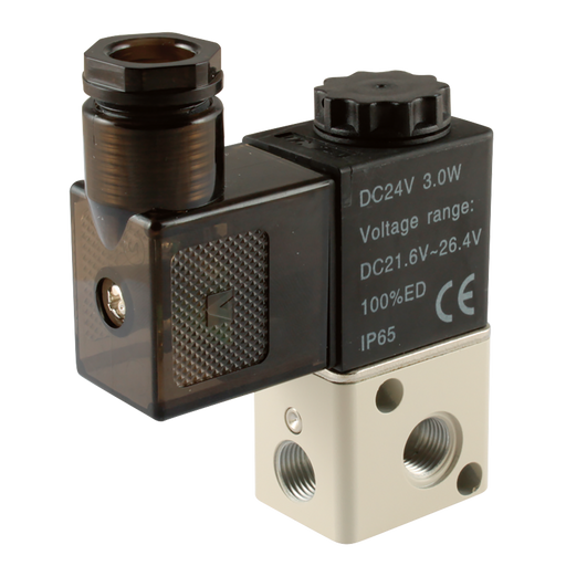 1/8" Bspp 3/2 D. Act N/Closed Solenoid/Spring Valve