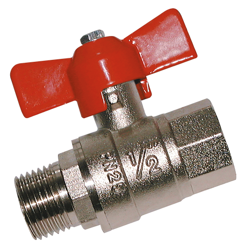1"Bspm X 1"Bspf Brass Ball Valve Red T Hdle