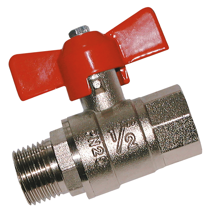 1/2"Bspm X 1/2"Bspf Brass Ball Valve Red T Hdle