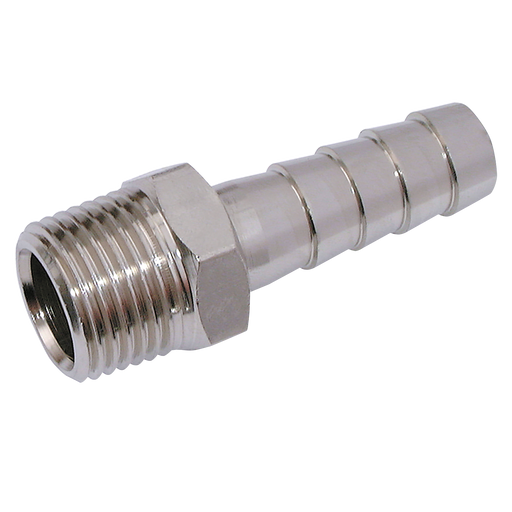 1" Bspt Male Straight Hose Tails, Nickel Plated Brass
