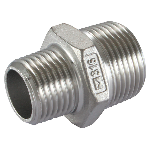 2" X 1/2" Bspt Male Hex Nipple 316