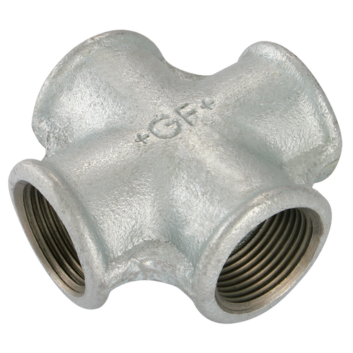 1.1/2" Bspp Fem Equal Cross Galvanised Gf180G