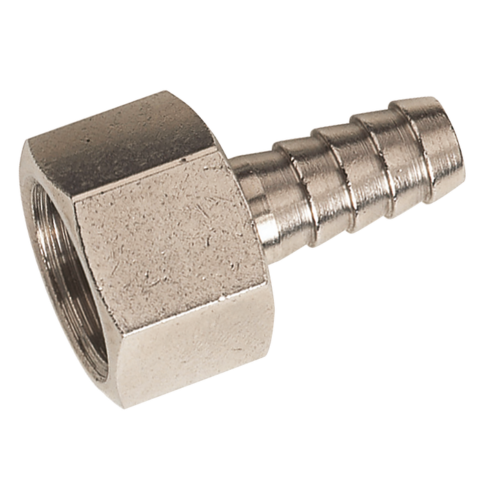 1/8" Bspp Female Straight Hose Tails, Nickel Plated Brass