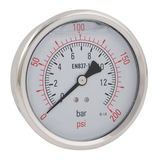 100Mm 0-20Br St.St.1/2" Cntr Bk Gauge