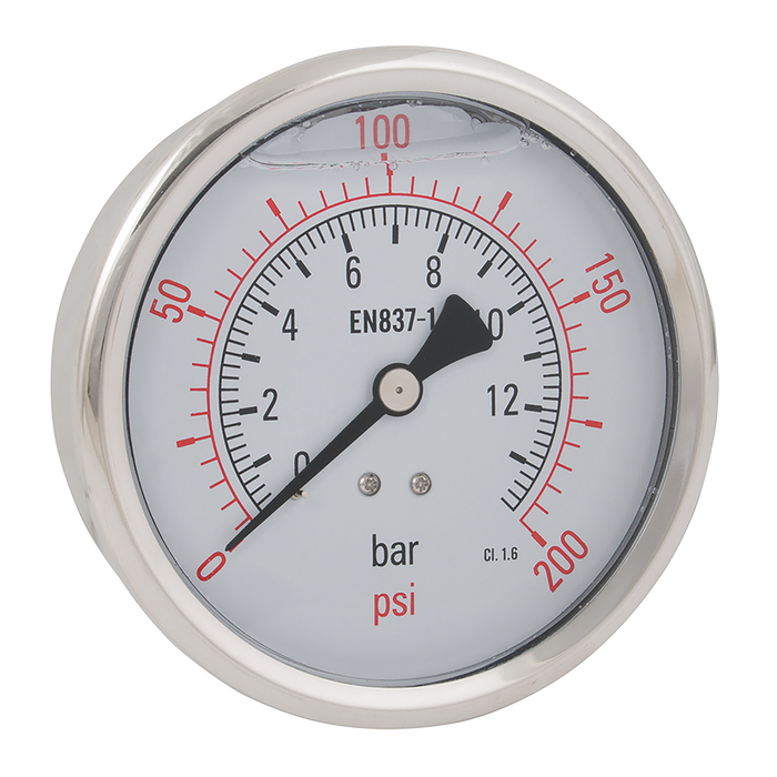 100Mm 0-20Br St.St.1/2" Cntr Bk Gauge