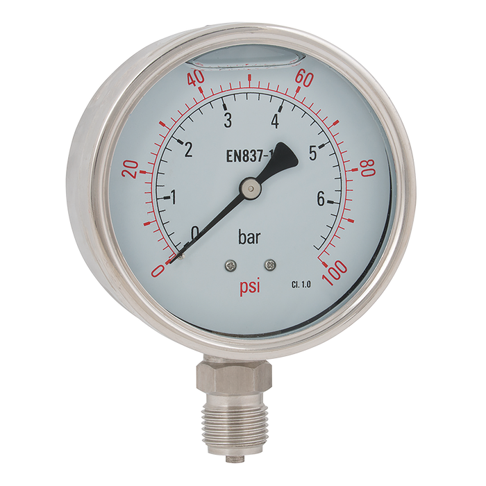 1/2"Bspp 100Mm Botm Glyc Gauge 0-250Psi