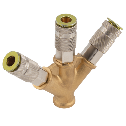 3/8" Bspp Female Triple Outlet Connector