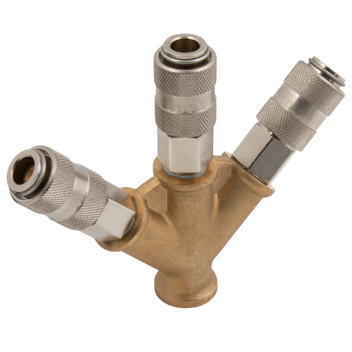 3/8" Bspp Female Triple Outlet Connector