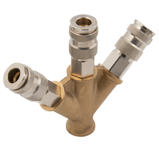 3/8" Bspp Female Triple Outlet Connector