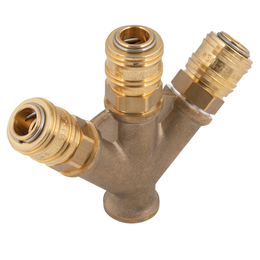 3/8" Bspp Female Triple Outlet Connector