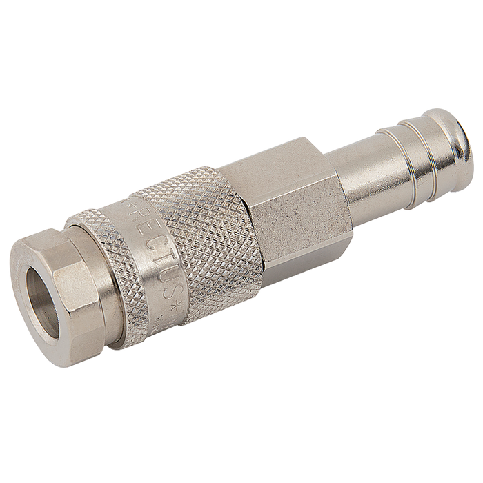 09Mm Hose Tail Coupling Brass Nickel