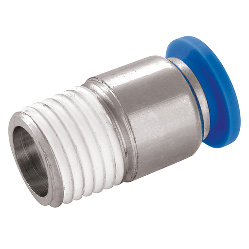Male Round Straight Stud 14Mm X 1/2"- Black Plastic