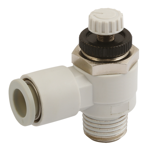 1/8" Bspp X 6Mm Od Flow Control Elbow Meter In