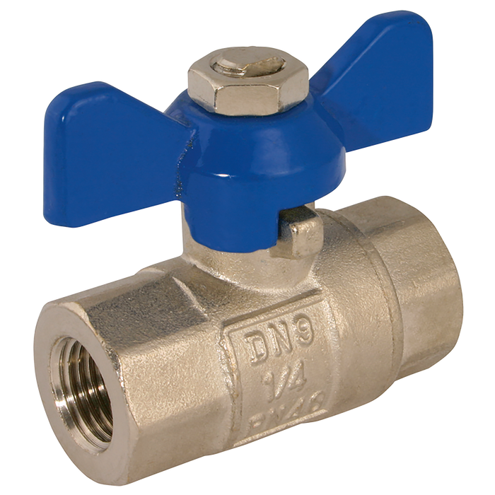 1/4" Bspp Brass Ball Valve Blue Handle Wras