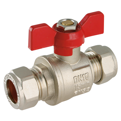15 Mm Od Brass Ball Valve Red Handle Wras