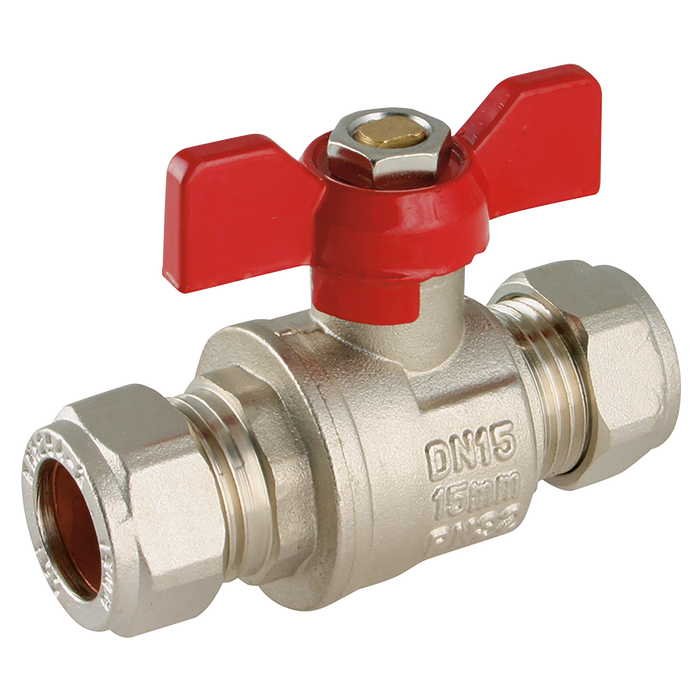 15 Mm Od Brass Ball Valve Red Handle Wras