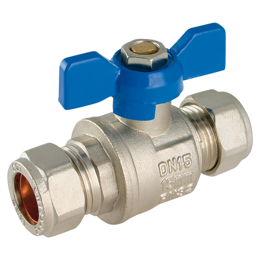 15 Mm Od Brass Ball Valve Blue Handle Wras