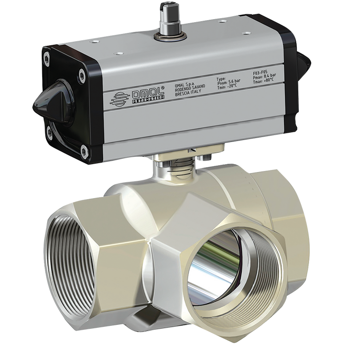 3/8" Bsp Fem Double Acting 3-Way L-Port