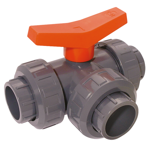 1/2" Id Upvc Ball Valve L-Port 3-Way