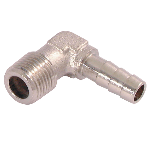 1/8" Bspt Male Elbow Hose Tails, Nickel Plated Brass