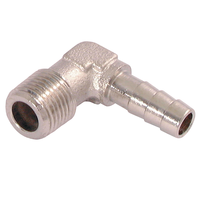 1/8" Bspt Male Elbow Hose Tails, Nickel Plated Brass