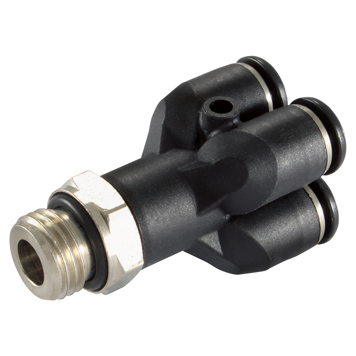 4Mmod X 1/4 Dbl Y Con Tube X Male Bspp