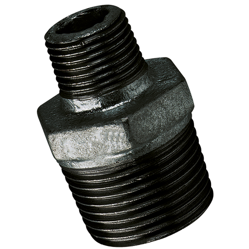 1/2"X3/8" Bspt Male Hex Nipple Black