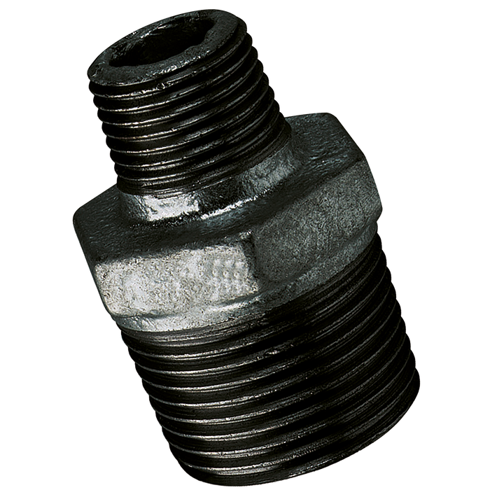 1/2"X3/8" Bspt Male Hex Nipple Black