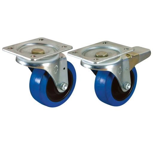 125Mm Swl Brake Castor Plate Ftg Rubber