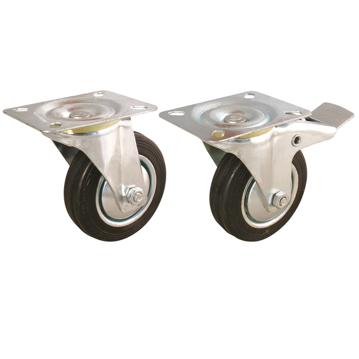160Mm Swivel Castor Plate - Black