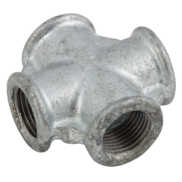 3/8" Bsp Fem Equal Cross Galvanised 180