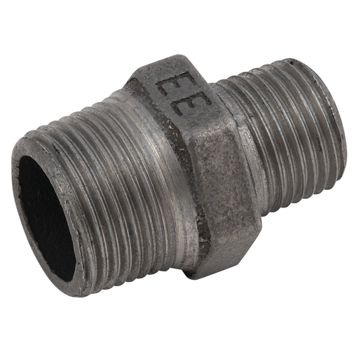 1.1/2"X3/4" Bspt Male Hex Nipple Black
