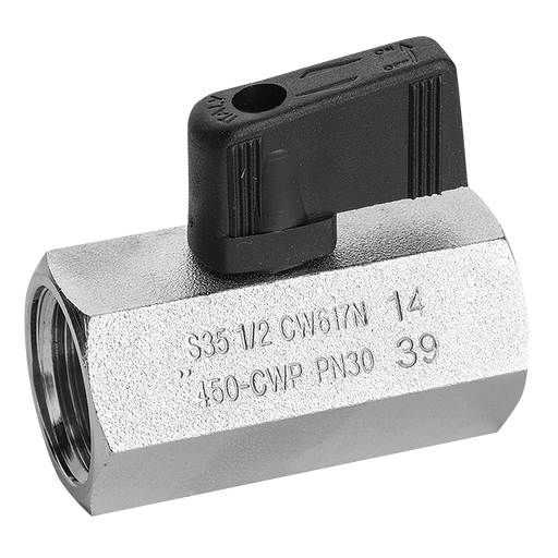 1/8"Bspf Brass Ball Valve Black Handle Ni Plated