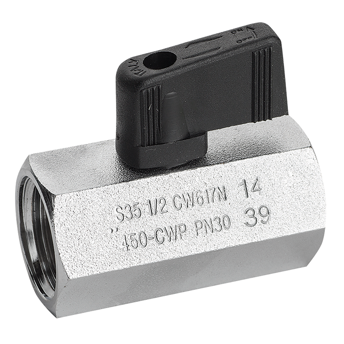 1/8"Bspf Brass Ball Valve Black Handle Ni Plated