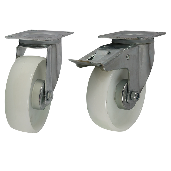 White Nylon Tyre 125Mm 200Kg W/ Brake