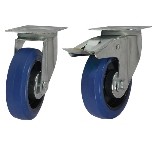 Blue Rubber Tyre 125Mm 200Kg W/ Brake
