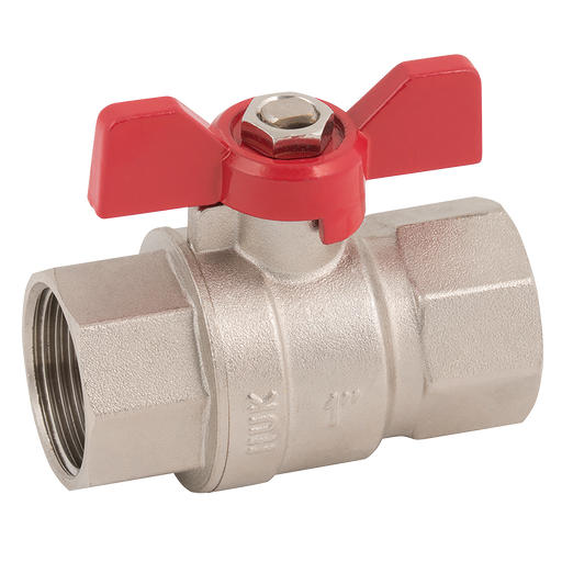 1/4" Bspp Brass Ball Valve Fullbore Red Wing Handle