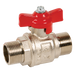 1" Bspp Brass Ball Valve Red Wing Handle Full Bore