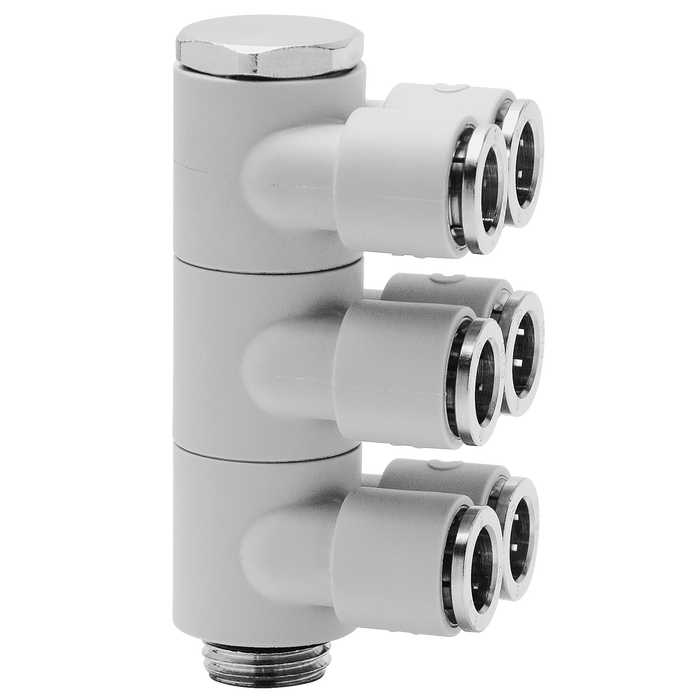 6Mm X 1/4 Bspp Tri Adj Twin Banjo 6 Out