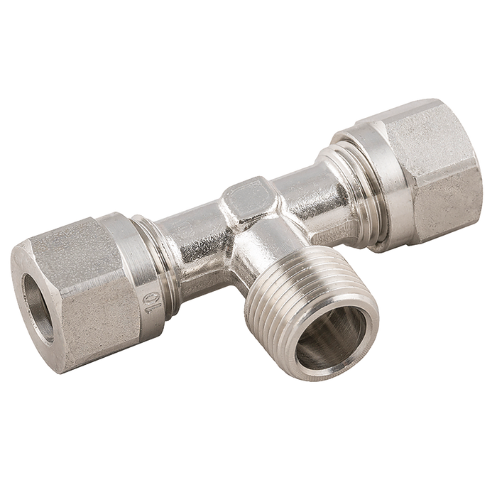 1/8" Bspt Male X 4Mm Od Tee, Centre Leg Male