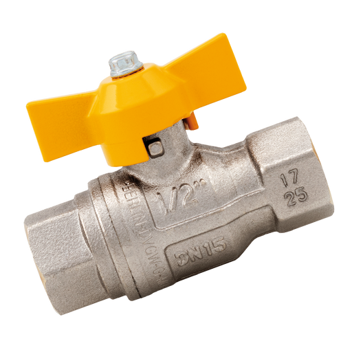 1/2" Brass Ball Valve Wing Handle Ni Plated