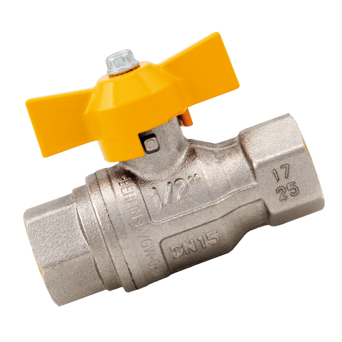 1/2" Brass Ball Valve Wing Handle Ni Plated