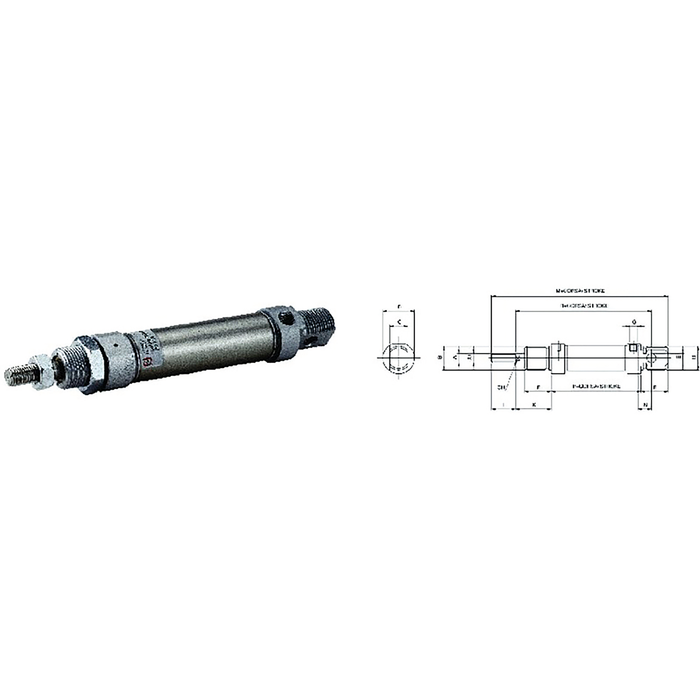 25Mm Bore X 25Mm Stroke Iso 6432 Sa Pneumatic Cylinder