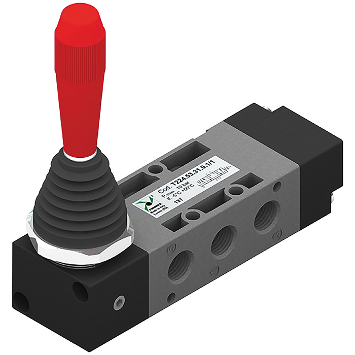 Techno Vlve-Red Lever Lateral 3 Position-Closed Ctr