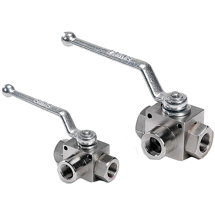 St/Steel 3 Way Ball Valve L Port Full Bore 1/4" Bspp