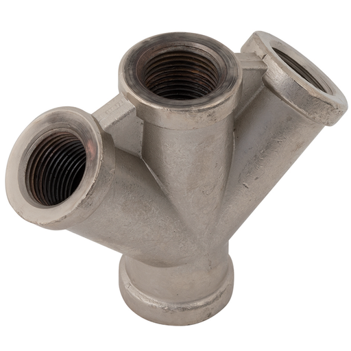 3/8" Bspp Female Triple Outlet Nickel Plated