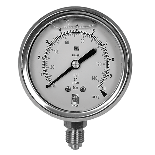 1/4" Bspp Thread 0-40 Bar 63M M Dial Bottom Entry Connectio