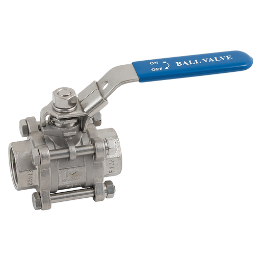 1.1/2" Bspp 3Pc Full Bore B/V Lock/Lvr