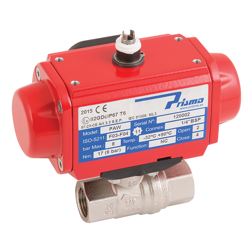 2" Brass Wras Ball Valve F/W Pa Da Act