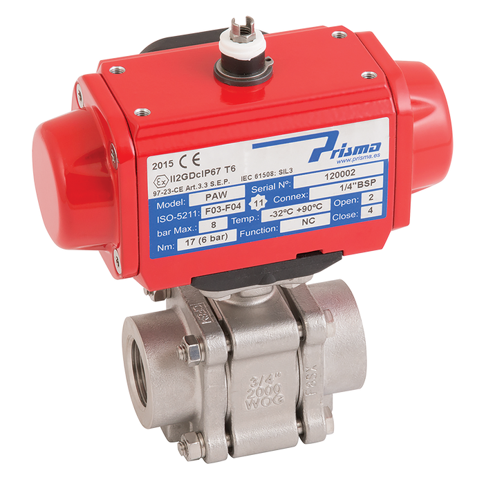 1" Npt Ss 3Pc Fsas Bv F/W Prisma Sa Act